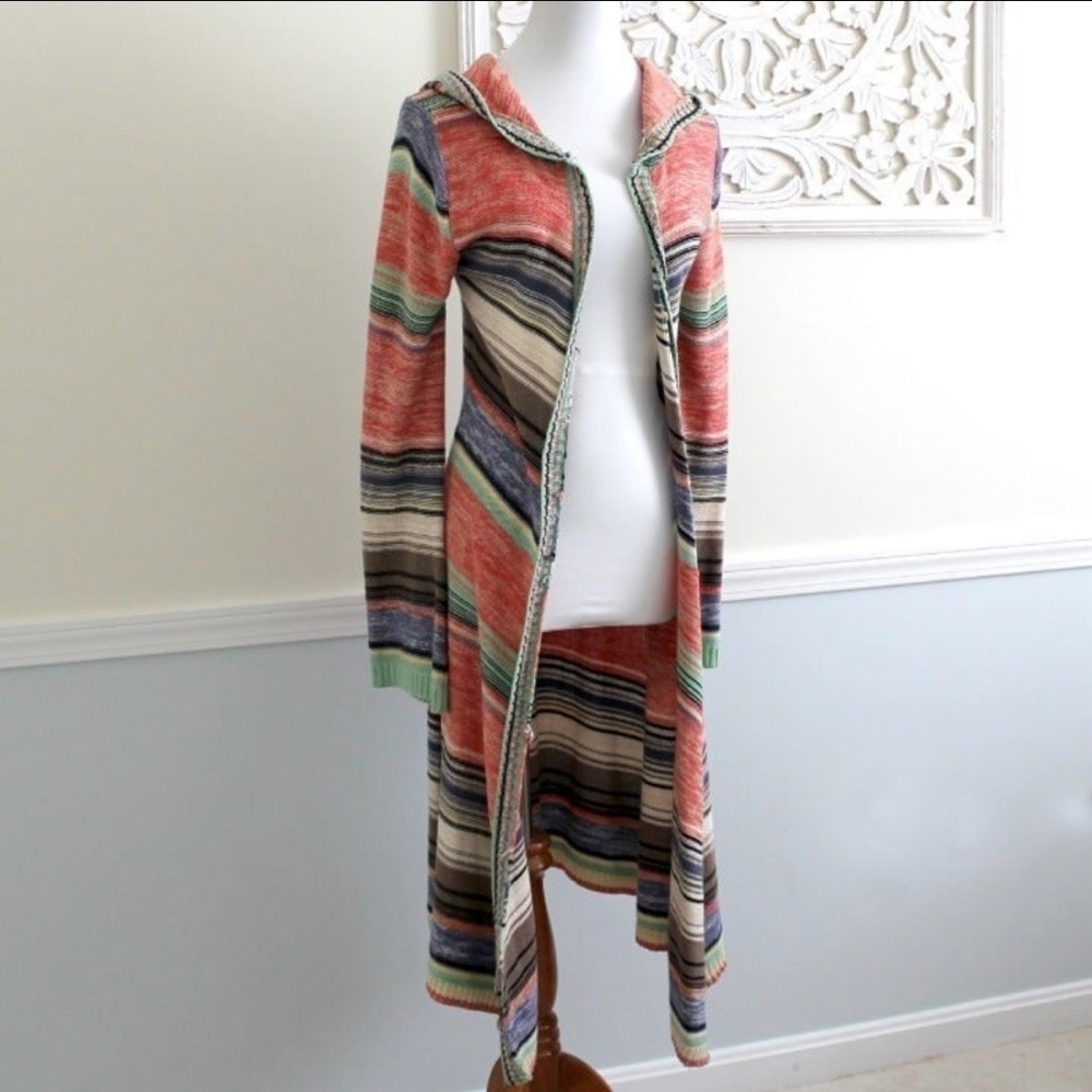 American Rag Long Hooded Cardigan Sweater Size XS 100% cotton